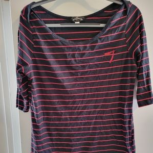 Black and Red top with 3/4 length sleeves